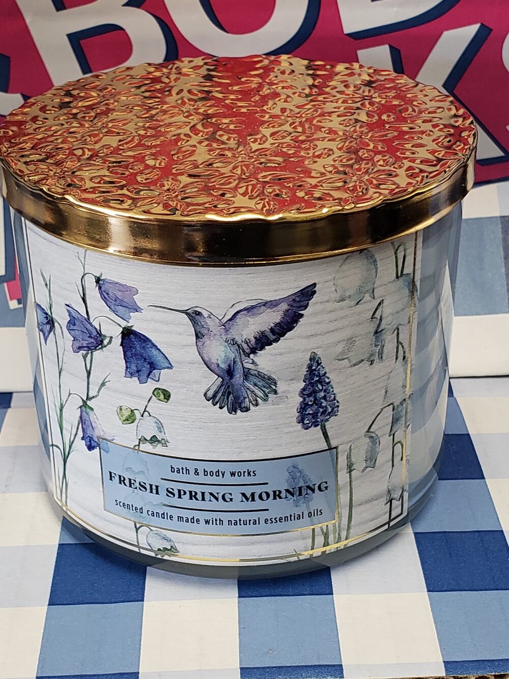 BBW Fresh Spring Morning Decorative Lid Large 3 Wick Candle Home Fragrance Decor
